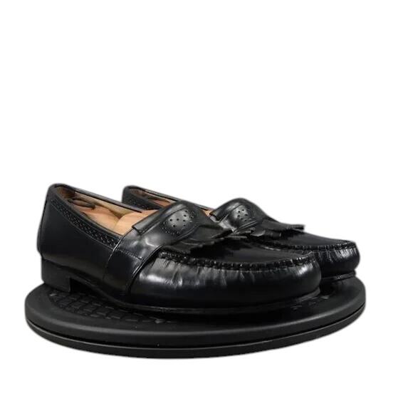 Neil Martin Shoe Men 9 Loafer Fringe Leather Classic Slip On Winston Italy Black - Picture 1 of 16